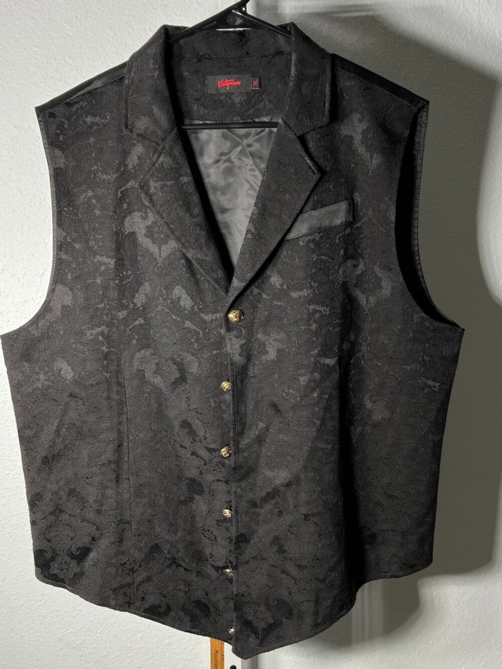 Vatpava Black Goth Gothic Embroidered Paisley Vest SZ XL